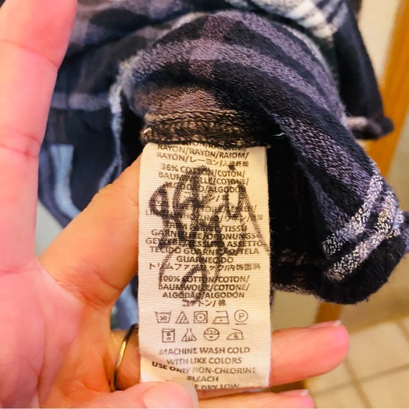 Free People Wesley Plaid Shirt Black and Gray - Picture 7 of 8